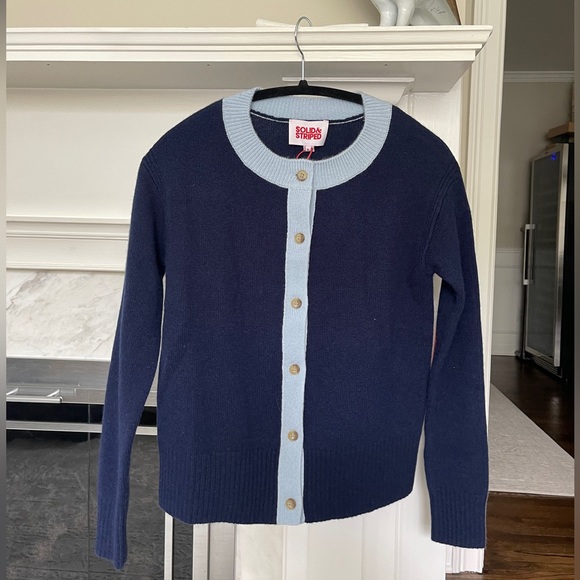 NWT Solid & Striped Kate Cardigan in Midnight Multi - Wool/Cashmere - Picture 3 of 6